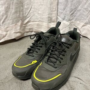 Nike Olive Green and Neon Yellow Air Max